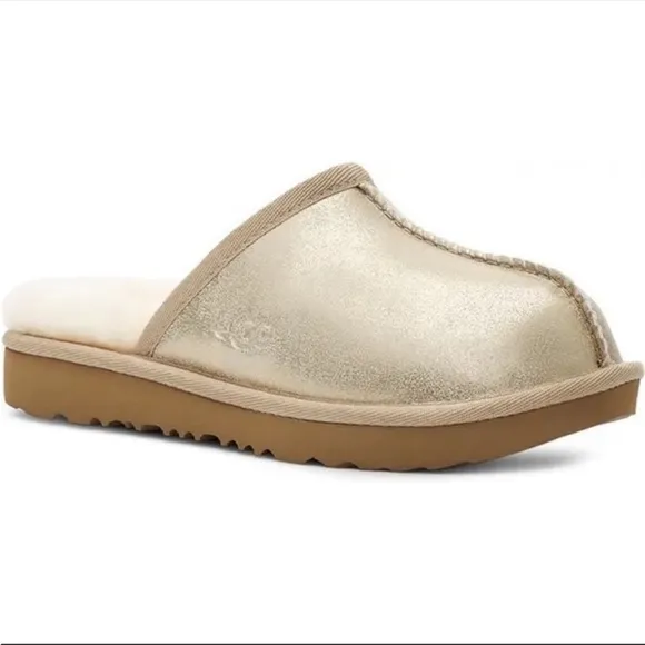 UGG Keegan Metallic Faux Fur Lined Slipper Shoes Little Big Kid Sz NWT ATHLETIC