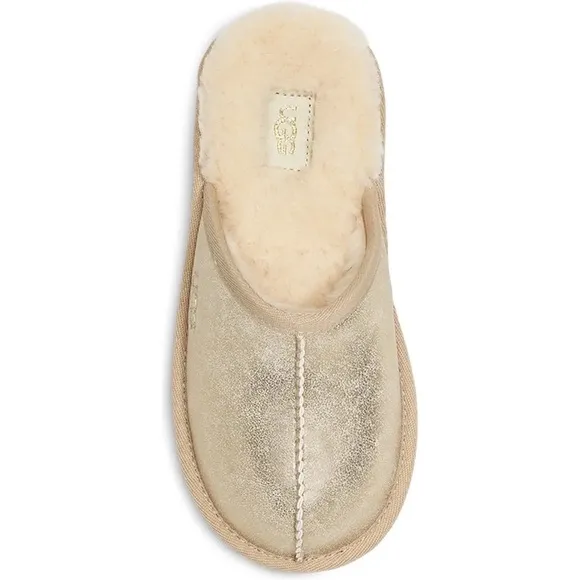 UGG Keegan Metallic UGGplush Faux Fur Lined Slipper Shoes Big Kid 2M AUTHENTIC