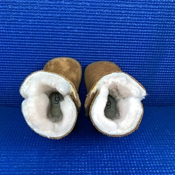 UGG KEELAN Kids-Baby Girls Size 0/1 (0-12 Months)Chestnut Brown Fur Boots Shoes