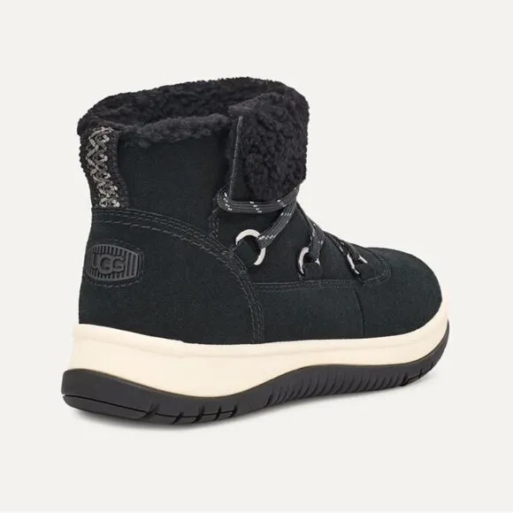 UGG Lakeside Heritage Lace Sneaker Boots Waterproof Suede Black 9