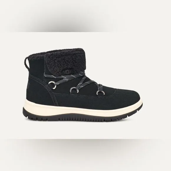 UGG Lakeside Heritage Lace Sneaker Boots Waterproof Suede Black 9
