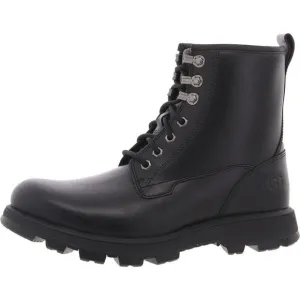 Ugg Mens Black Faux Fur Lined Leather Combat &amp; Lace-Up Boots Shoes New