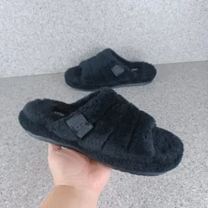 UGG Men's Black Fluff You Slipper Sandal Slides Shoes