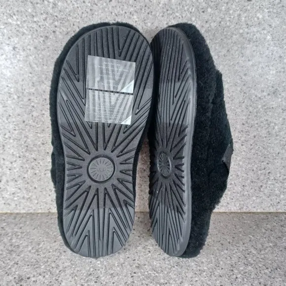 UGG Men's Black Fluff You Slipper Sandal Slides Shoes