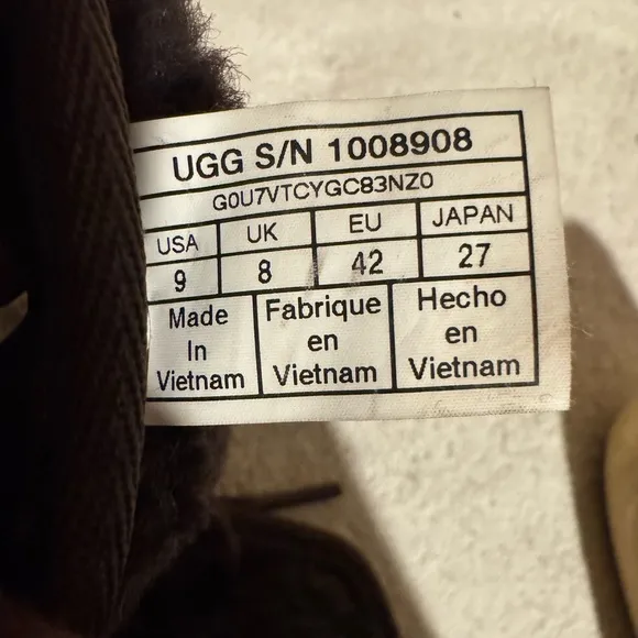 UGG Men's Neumel Boots Leather  Fur Wool Lace up Shoes, China Tea Color size 9
