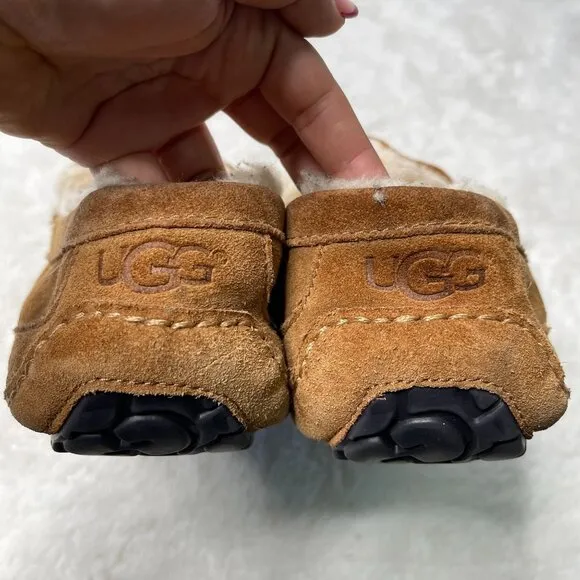UGG Men's Tan Chestnut Ascot Suede Fur Slippers Shoes Size 12