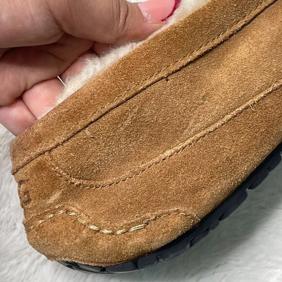 UGG Men's Tan Chestnut Ascot Suede Fur Slippers Shoes Size 12