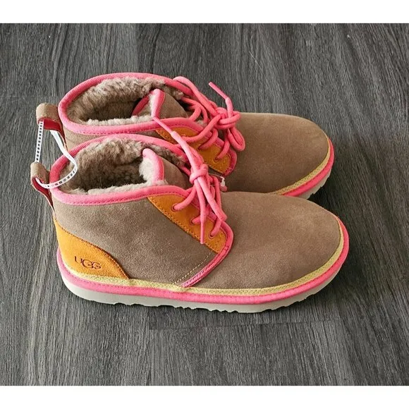 UGG Neumel II Tan/Pink/Orange NWOT Girls 6/Womens 8