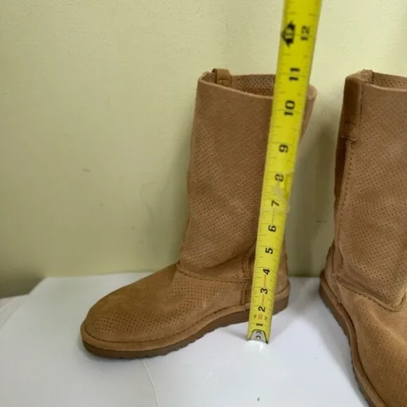 UGG NEW Classic Unlined Perforated Leather Tall Boots Suede Lightweight Neutral