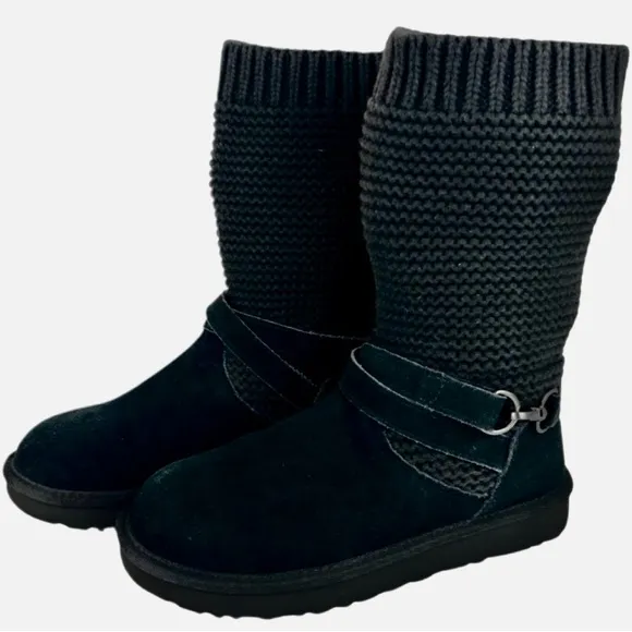 UGG Purl Strap Winter Boots BLACK 8