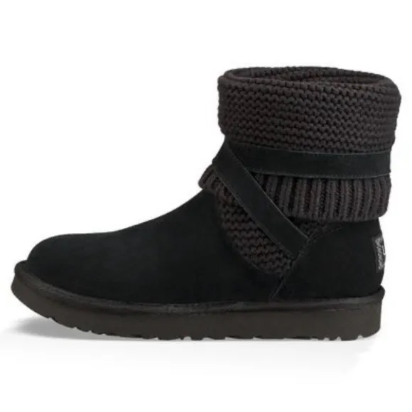 UGG Purl Strap Winter Boots BLACK 8