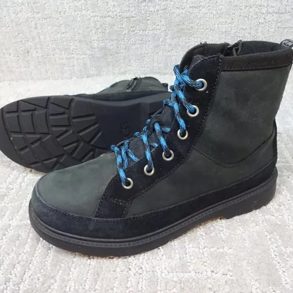 UGG Robley Youth Size 5 US Black Leather Weather Waterproof Boots 1112458K