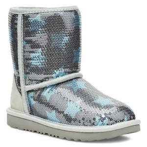 UGG SEQUIN STARS‎ TODDLER BOOTS NEW SILVER BLUE