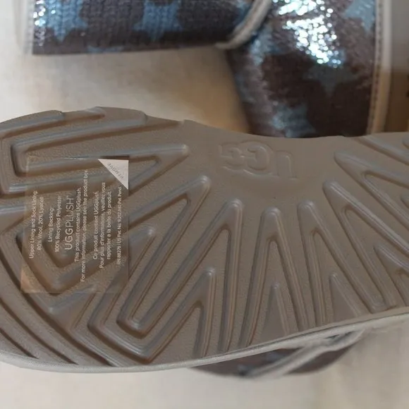 UGG SEQUIN STARS‎ TODDLER BOOTS NEW SILVER BLUE