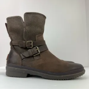 Ugg size 8.5 Women’s Brown Leather Moto Outdoor Cabincore Boho Simmons Boots