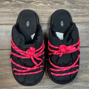 Ugg Spaceslider Tech Slide Platform‎ Slipper Shoes Black Pink Size 8 NEW