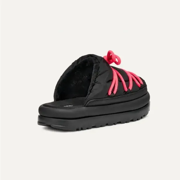 Ugg Spaceslider Tech Slide Platform‎ Slipper Shoes Black Pink Size 8 NEW