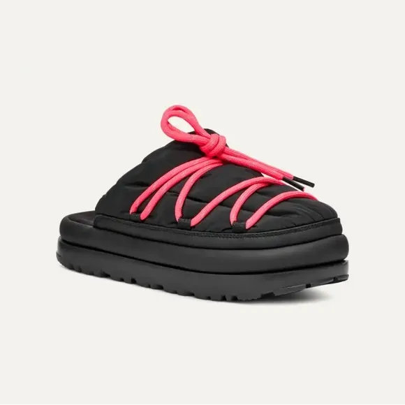 Ugg Spaceslider Tech Slide Platform‎ Slipper Shoes Black Pink Size 8 NEW