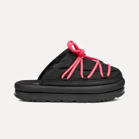 Ugg Spaceslider Tech Slide Platform‎ Slipper Shoes Black Pink Size 8 NEW