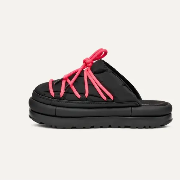 Ugg Spaceslider Tech Slide Platform‎ Slipper Shoes Black Pink Size 8 NEW