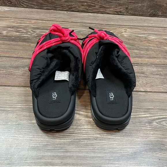 Ugg Spaceslider Tech Slide Platform‎ Slipper Shoes Black Pink Size 8 NEW
