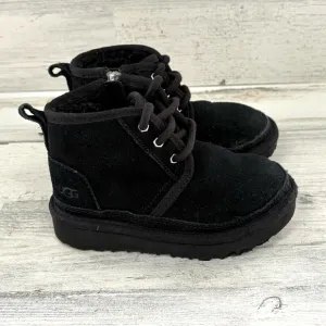 UGG Unisex Size 9 Neumel II Chukka Boots Lace Up &amp; Side Zip In Black Suede