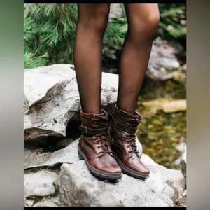 UGG waterproof Kesey Women's Boots Size 8 Brown Leather Sheepskin Lined