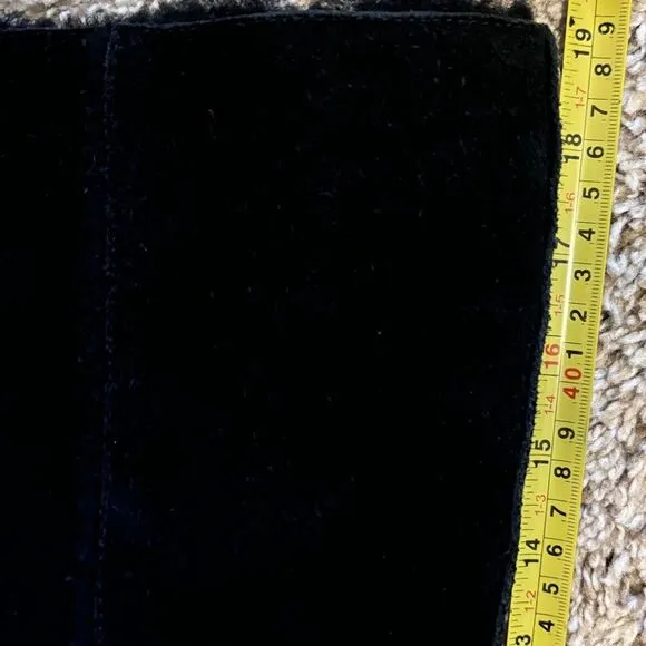 UGG Women Kasen Tall Waterproof Sheepskin Lined Black Suede Heel Boots‎ size 7
