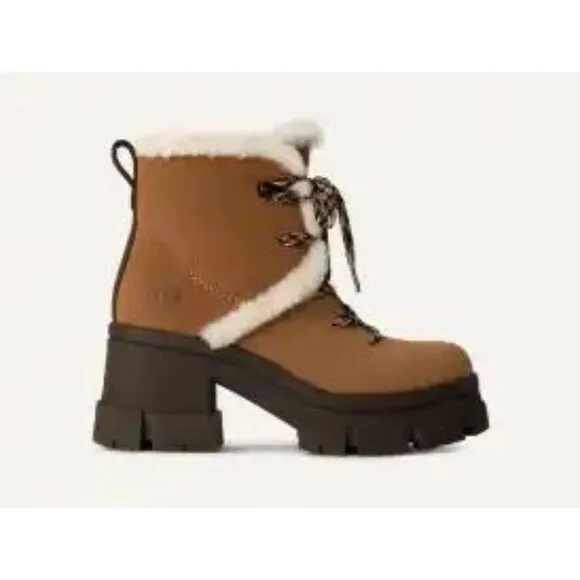 UGG Women's Chestnut Brooklyn Water Resistant Fur Lined Hiker Boots Size 10 NIB