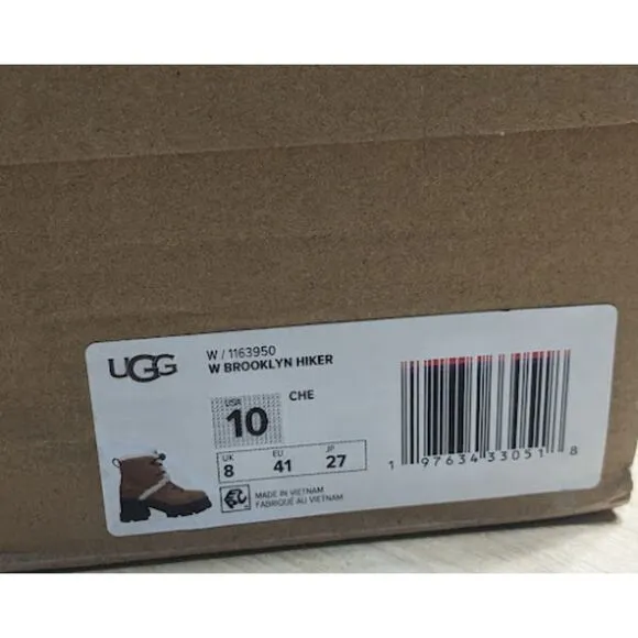 UGG Women's Chestnut Brooklyn Water Resistant Fur Lined Hiker Boots Size 10 NIB