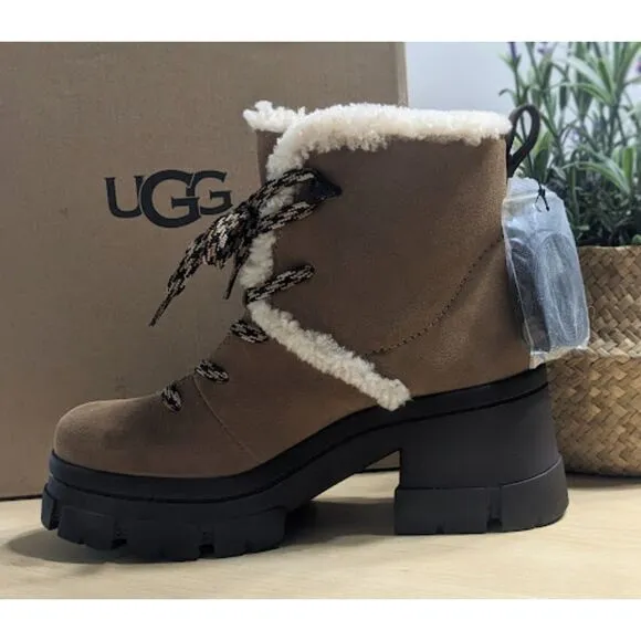 UGG Women's Chestnut Brooklyn Water Resistant Fur Lined Hiker Boots Size 10 NIB