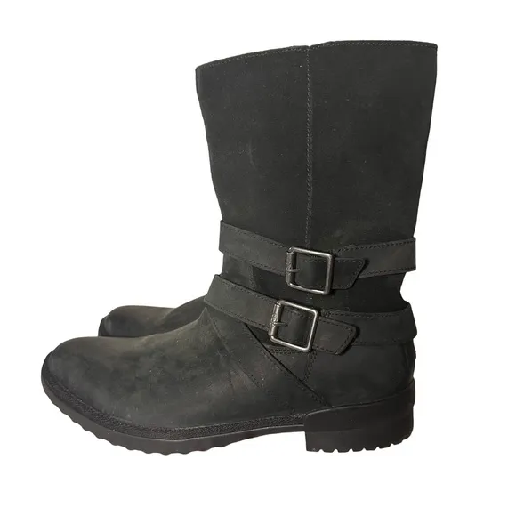 UGG Women's Lorna Waterproof Leather BOOTS 1095155 Black Size 8.5