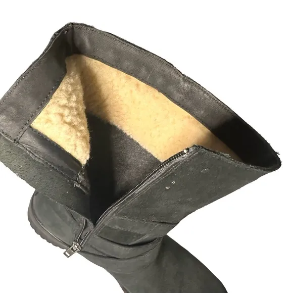 UGG Women's Lorna Waterproof Leather BOOTS 1095155 Black Size 8.5