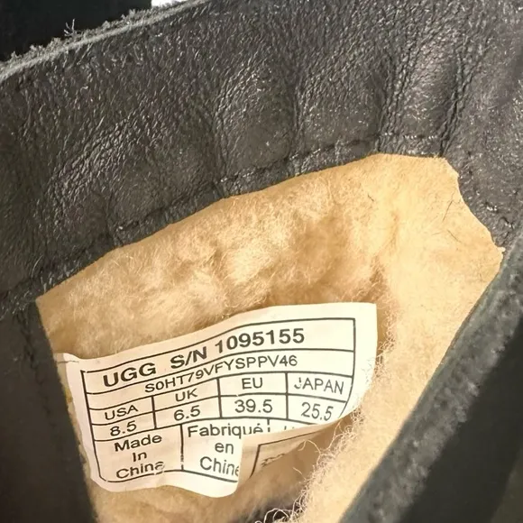 UGG Women's Lorna Waterproof Leather BOOTS 1095155 Black Size 8.5