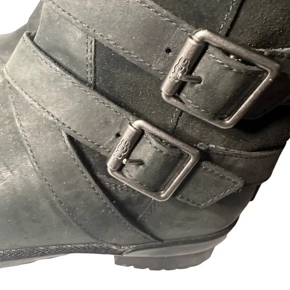 UGG Women's Lorna Waterproof Leather BOOTS 1095155 Black Size 8.5