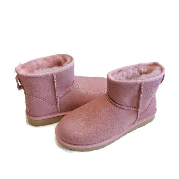 UGG Womens Size 8 Classic Mini Sparkle Spots Fashion Boots Shell Pink 1120893