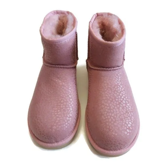 UGG Womens Size 8 Classic Mini Sparkle Spots Fashion Boots Shell Pink 1120893