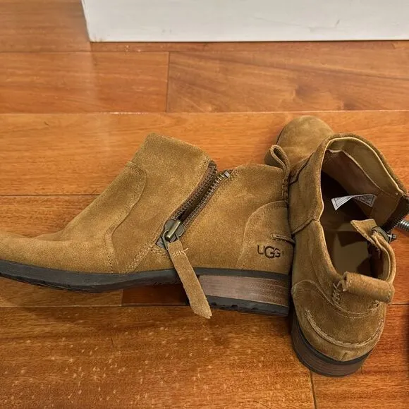 UGG Women’s Aureo Waterproof Zip Ankle-High Boots Booties Tan Brown Suede US 8