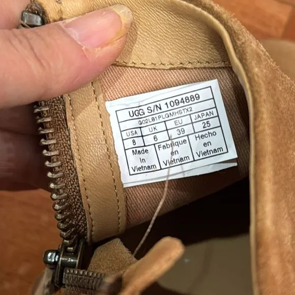 UGG Women’s Aureo Waterproof Zip Ankle-High Boots Booties Tan Brown Suede US 8