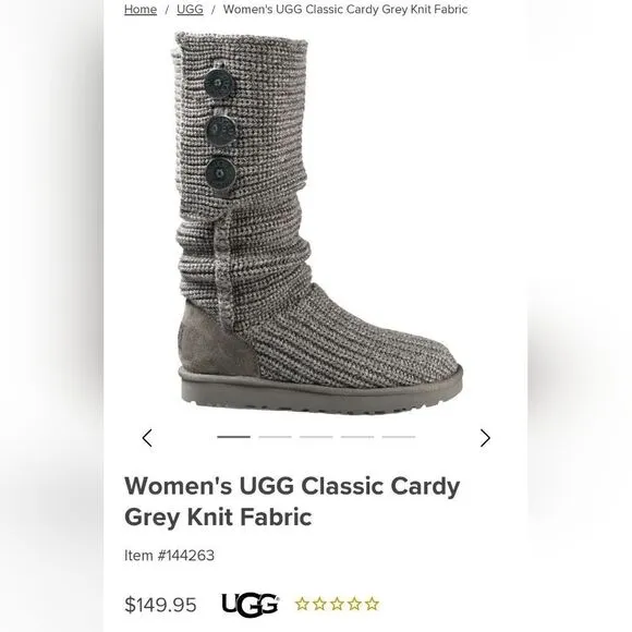 UGG® Classic Cardy Button Detailed Knit Boots