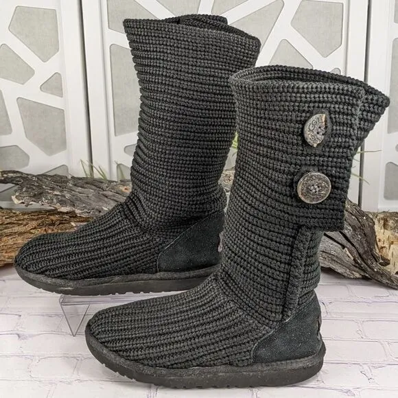UGG® Classic Cardy Button Detailed Knit Boots