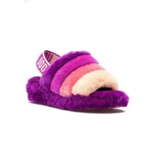UGG YEAH BERRYLICIOUS MULTI SLIDE FUR SLINGBACK SHOES SLIPPERS SIZE 8 Purple Pin