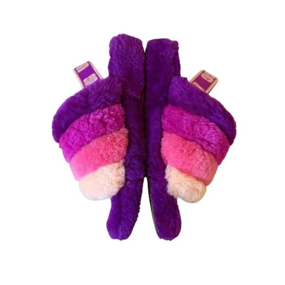 UGG YEAH BERRYLICIOUS MULTI SLIDE FUR SLINGBACK SHOES SLIPPERS SIZE 8 Purple Pin