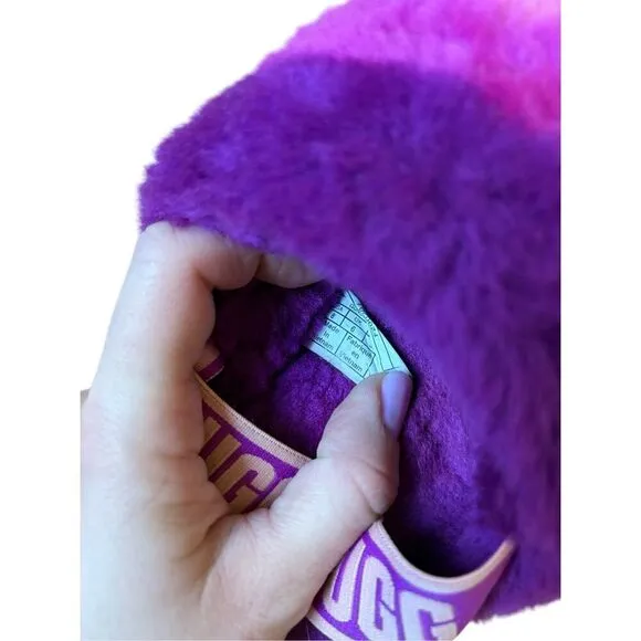 UGG YEAH BERRYLICIOUS MULTI SLIDE FUR SLINGBACK SHOES SLIPPERS SIZE 8 Purple Pin