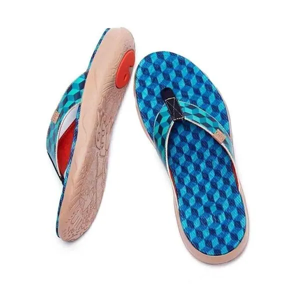 UIN Men's Flip Flops Thong Beach Summer Casual Comfort Slippers (Rubik's Cube)