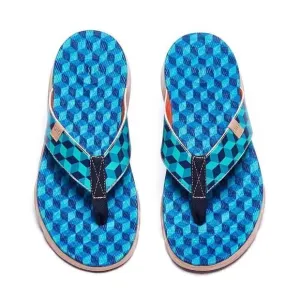 UIN Men's Flip Flops Thong Beach Summer Casual Comfort Slippers (Rubik's Cube)