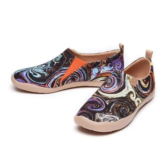 UIN Men's Sneaker Painted Canvas Slip-On Walking Travel Shoes (Starry Night)