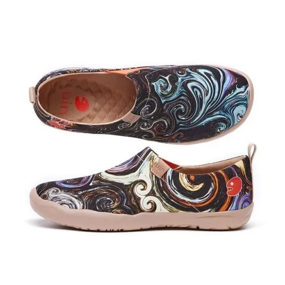 UIN Men's Sneaker Painted Canvas Slip-On Walking Travel Shoes (Starry Night)