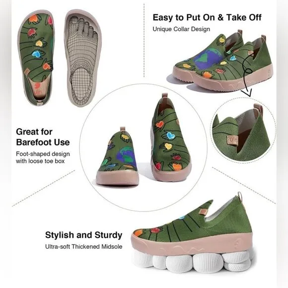 UIN Women's Travel Shoes Knitted Lightweight Comfort Sneaker (Save the Earth)