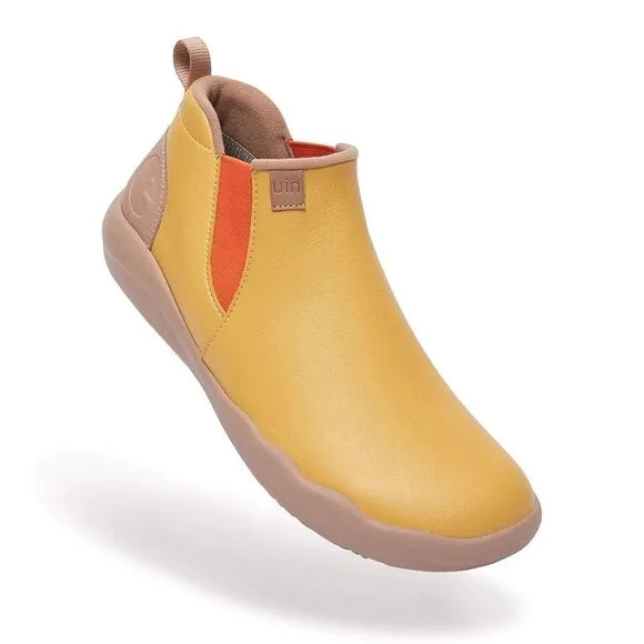 UIN Women's High Top Ankle Boots Comfort Walking Shoes(Goldenrod Granada)Size8.5